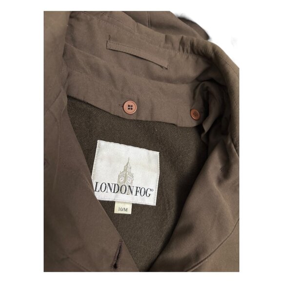 LONDON FOG Vintage 90s Luxury Genuine Fur Hood Long Trench Coat Womens 10 - Picture 7 of 9